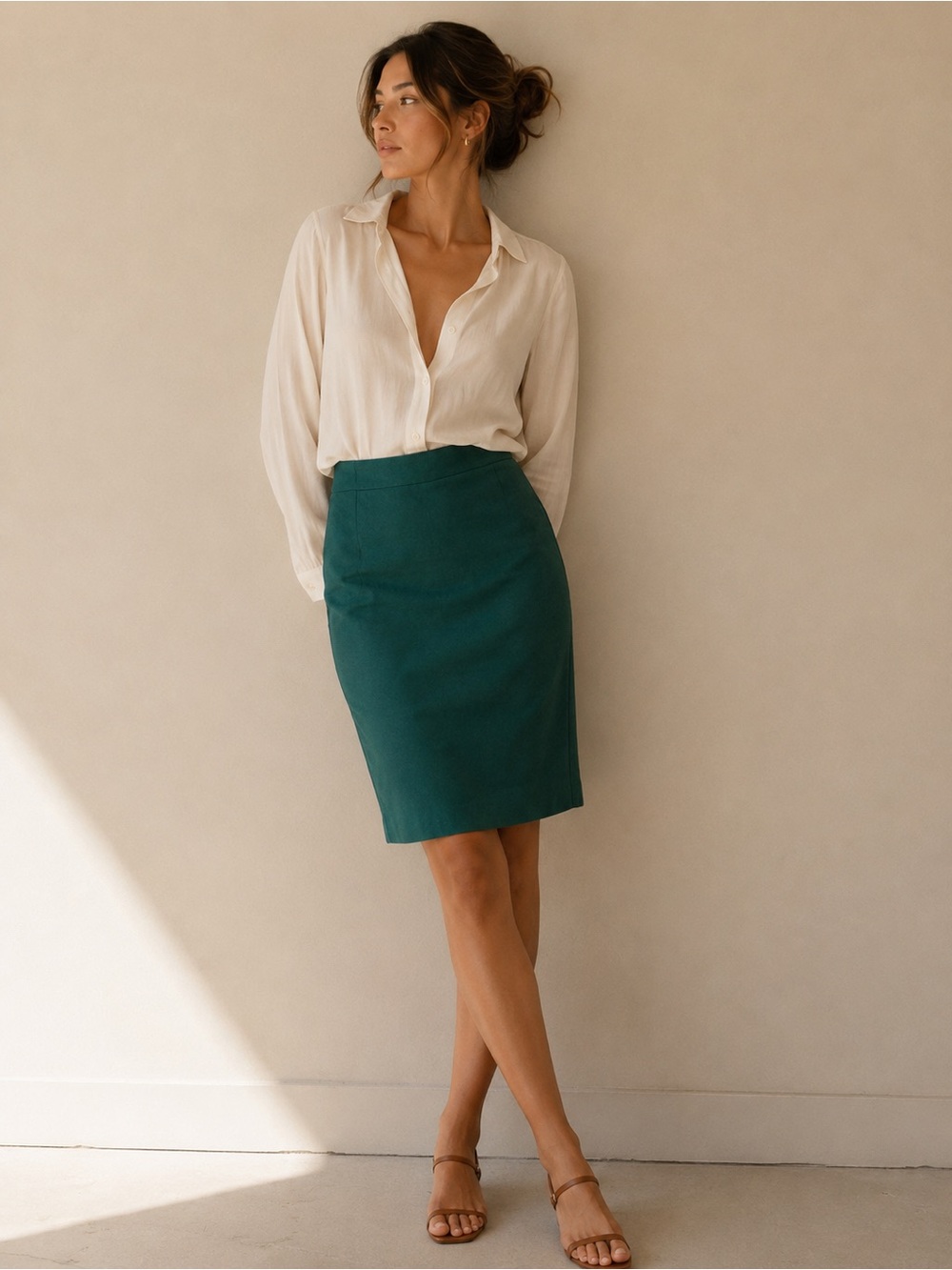 J. Crew Emerald Green High-Waist Classic Pencil Skirt Size 8